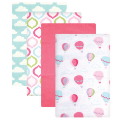 Luvable Friends Flannel Receiving Blankets, Balloons, 4 Count