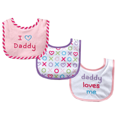 Luvable Friends I Love Mommy and Daddy Baby Bibs, Blue Daddy, 3 Count